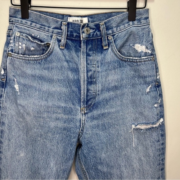 Agolde 90's Mid Rise Loose Fit Size 24 Distressed Baggy 100% Cotton Button Fly - Picture 5 of 16